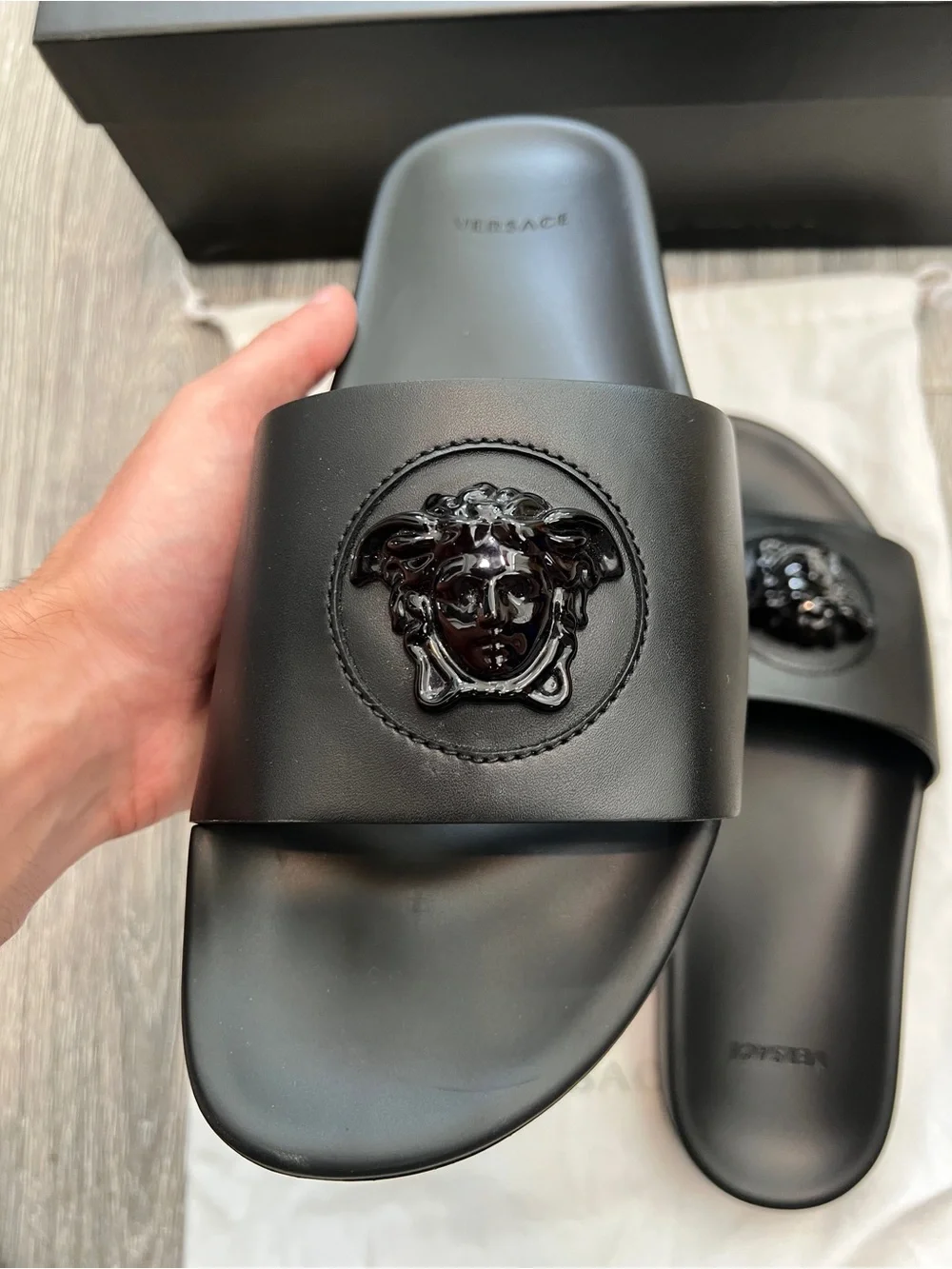 Designer Slides Sandals Medusa Logo w/ Original Box & Packaging